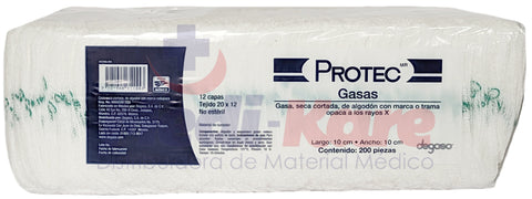 ESPONJA DE GASA 10X10 CON TRAMA (20X12) PROTEC C/200