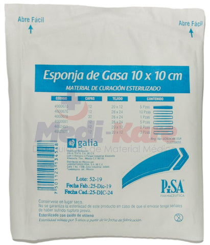 GASA 10X10 C/5 ESTERIL (SIN TRAMA) PISA